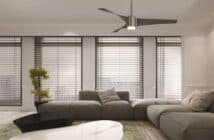 Energy-Saving Tips, a living room with blinds and a fan
